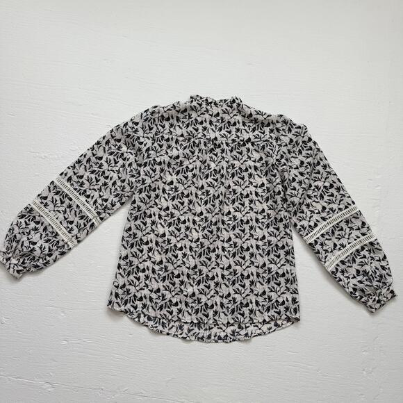 Haven & Blair Floral V-Neck Button Up Blouse Long Sleeve, Size Small - Picture 6 of 6